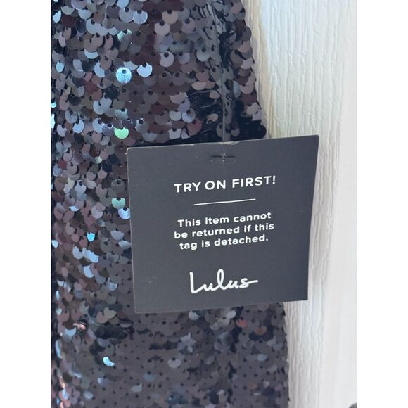 Lulus Shimmering Nights Black Sequin Sleevless Midi Dress- M - Picture 8 of 8